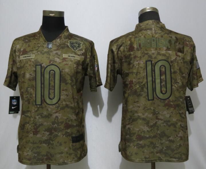 Women Chicago Bears #10 Trubisky Nike Camo Salute to Service Limited NFL Jerseys